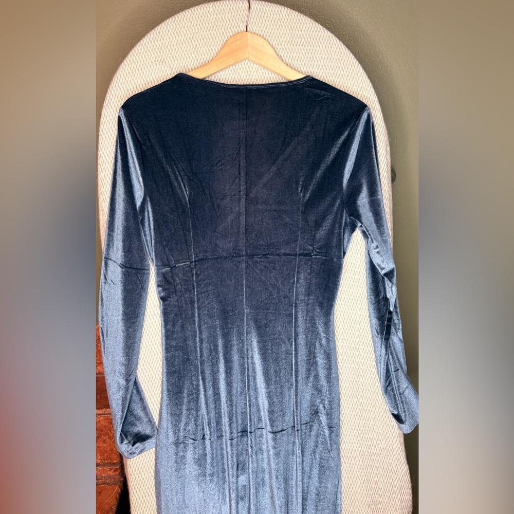 Women’s Velvet Long Sleeve Wrap Dress - Picture 5 of 7